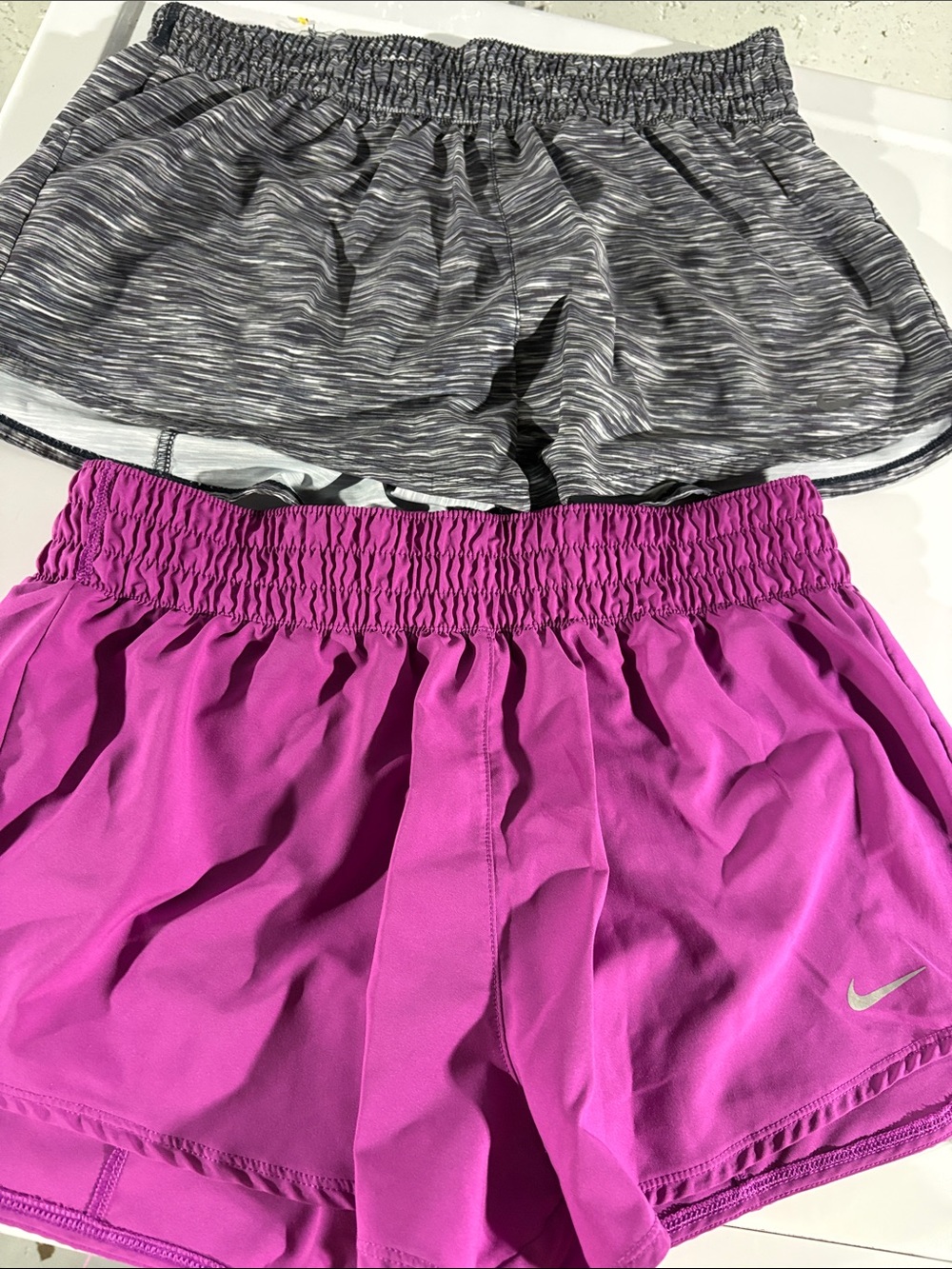 Nike Women’s Grey/Black & Purpleish Athletic Shorts - Lightweight Running Shorts